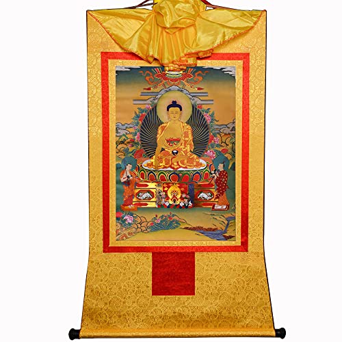 Gandhanra Thangka Tibetano,Thangka Budista,Shakyamuni(Gautama Buddha),Thangka Para Colorear,Tapiz de Buda tibetano,Budismo Pintura de desplazamiento,Zen Decoracion meditación