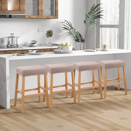 Image of YISUN Stool Covers Rectangle - 4 Pack Stretch Waterproof Saddle Seat Cover Counter Bar Stools Bar Chairs Covers Kitchen Island Chairs Cushion Protector