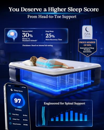 Image of VOSSER King Size Air Mattress with Built in Pump Raised,18''Height King Air Mattress,Blow Up Mattress in 3 Mins,Self Inflatable Mattress for Home,Floor&Travel,Portable Air Bed for Adults
