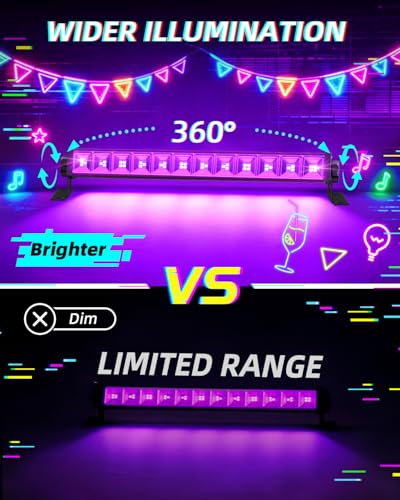 Image of 6 Pack 40W LED Black Light Bar, Glow Party Supplies for Halloween