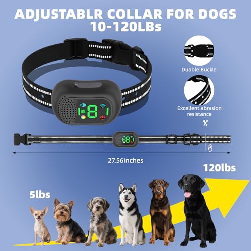 BUKEWIT Anti-Bell-Halsband für Hunde, Trainingshalsband mit Fernbedienung, 3 Trainingsmodi, Sound/Vibration/Piepton, wiederaufladbares E-Halsband mit 1200 m Reichweite, Bell-Halsbänder für große