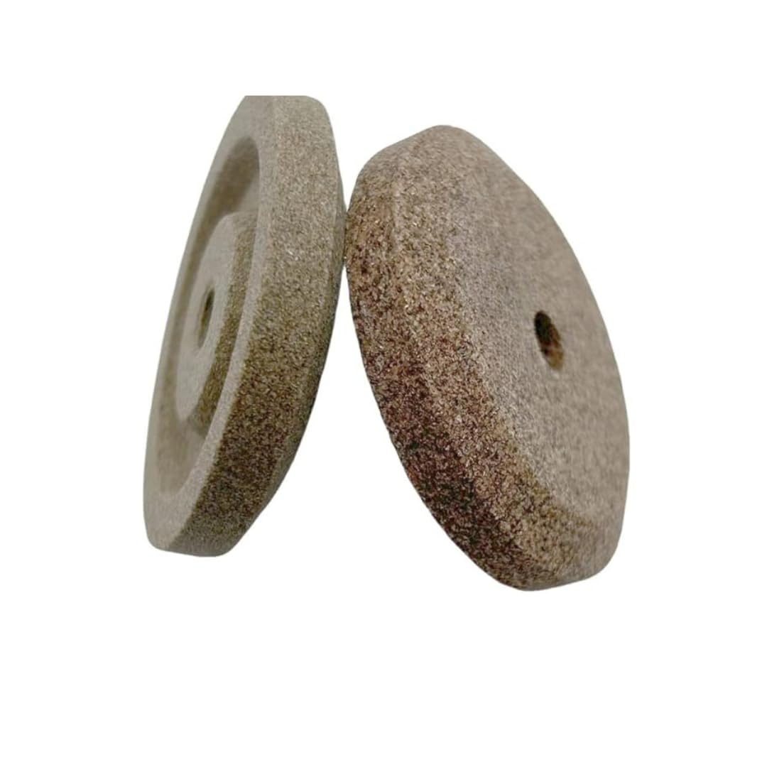 Par de esmeriles (Nº 2) - Grano fino y grano grueso - Afilador afilador de hoja para rebanadora compatible con RGV, FAC, MISTRO, SIRMAN, CASADIO y otros. Medidas ø 45 - h 8 - agujero 6 mm.