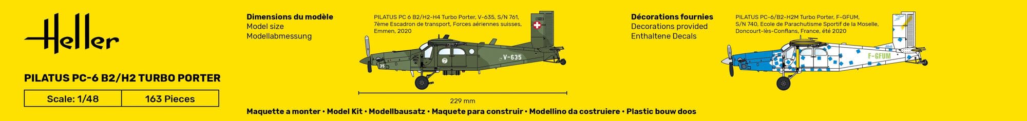 heller 30410 Pilatus PC-6 B2/H2 Turbo Porter 1/48, Unlackiert