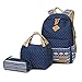 Produktbild Schulrucksack Mädchen Jungen Teenager Schulranzen Schultasche Laptop Rucksack Damen Herren 3 Teile Set Freizeit Daypack + Lunch Tasche + Federtasche (Blau)