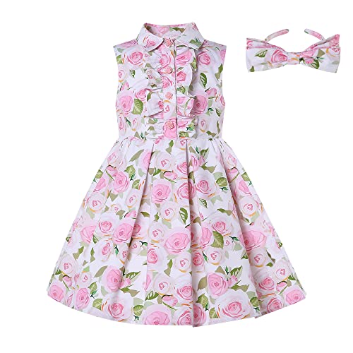 Pettigirl Girls Kids Vintage Summer Floral A Line Clothes Teens Sweet Pretty Garden Hawaiian Gown Dresses Outfits