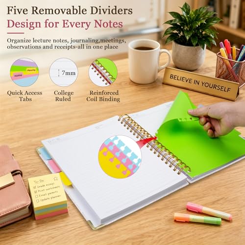 Carnet à spirale avec 5 intercalaires pour organiser efficacement vos cours et réunions - 3