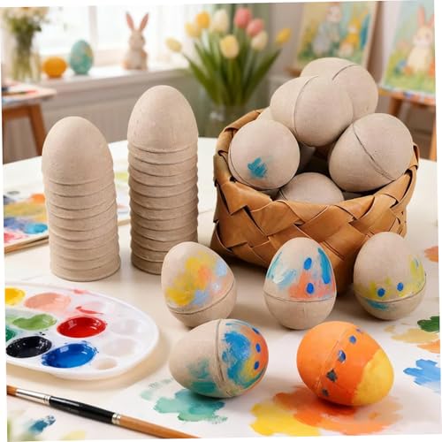 Huevos de Pascua vacíos rellenables de papel maché marrón 7