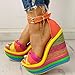 SaraIris Sandals for Women Gladiator Ankle Strap High Heel Platform Shoes Wedge Rainbow Sandals for Women Orange