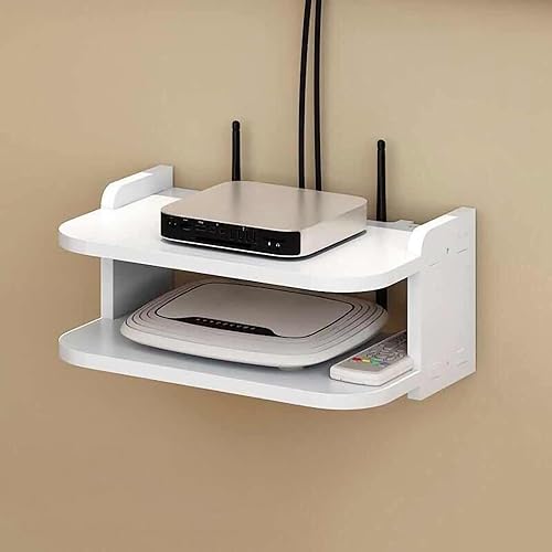 HERCHR Soporte para enrutador WiFi, pequeños estantes de pared pequeños con control remoto WiFi, caja de almacenamiento con control remoto para