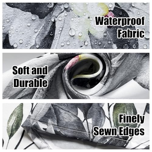 Image of Eucalyptus Shower Curtain, Abstract Aesthetic Art Watercolor Plant Leaves with Floral Bathroom Decor, Waterproof Fabric Cloth Bath Curtain Set with Hooks (Dark Gray, 72x72 Inches)
