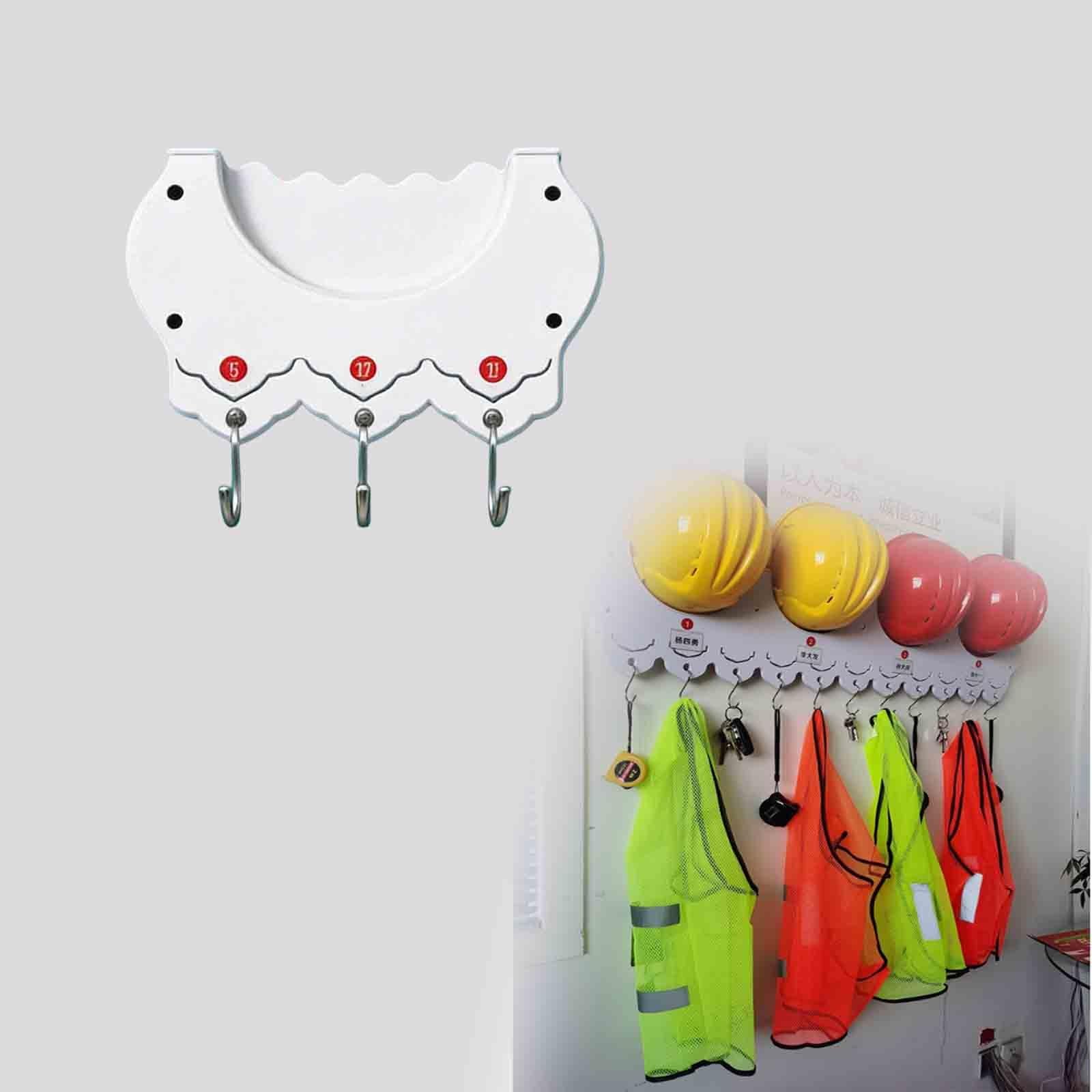 DAJIAYIQI Wall Mounted Hard Hat Rack, Construction Helmet Hanger Rack with Hooks, Hanging Shelves for Construction Site and Garage(1-Slot)