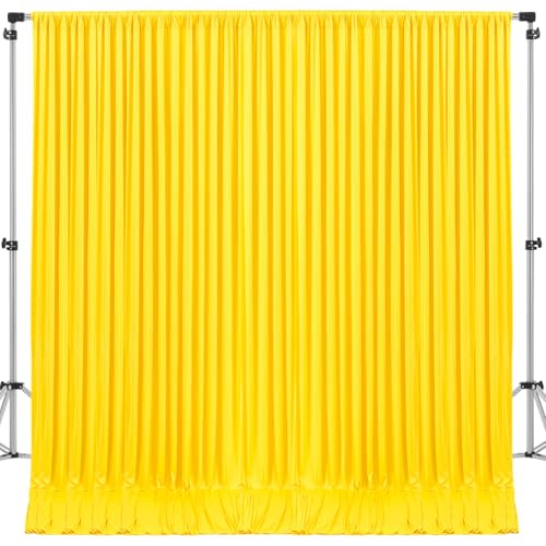 Image of 10x10ft Yellow Backdrop Curtain for Wedding Parties Wrinkle Free Fabric Yellow Drapes Backdrop Decoration for Baby Shower Birthday Photography Decoration 2 Panels, 5ft x 10ft