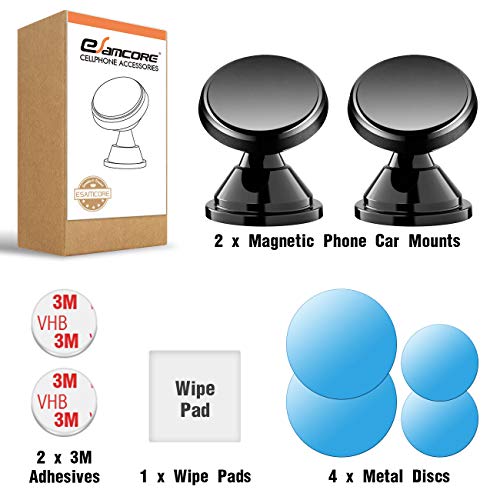 Magnetic Phone Car Mount, Esamcore Powerful Magnets Car Mount Holder For Dashboard With Strong Adhesive, Fits All Iphone Samsung Galaxy Smartphone [2 Pack] #TOP6