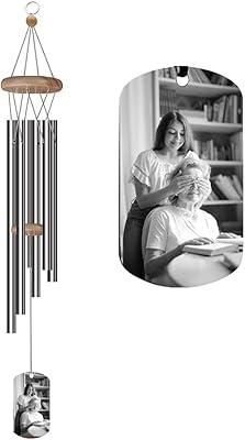 Zakally Personalized Custom Photo Wind Chimes Memorial Picture Wind Chimes for Garden Backyard (sty1)