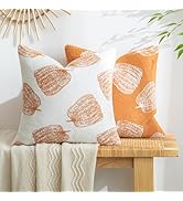 COSIBONO Set of 2 Pumpkin Fall Throw Pillow Covers 18"x18" Orange Farmhouse Velvet Accent Pillows...