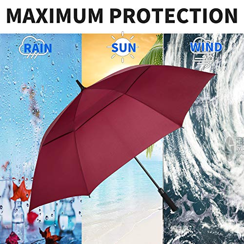 Image of MRTLLOA Automatic Open Golf Umbrella, 62 /68 Inch Extra-Large Oversized Double Canopy Vented Windproof Waterproof Stick Rain Golf Umbrellas for Men and Women