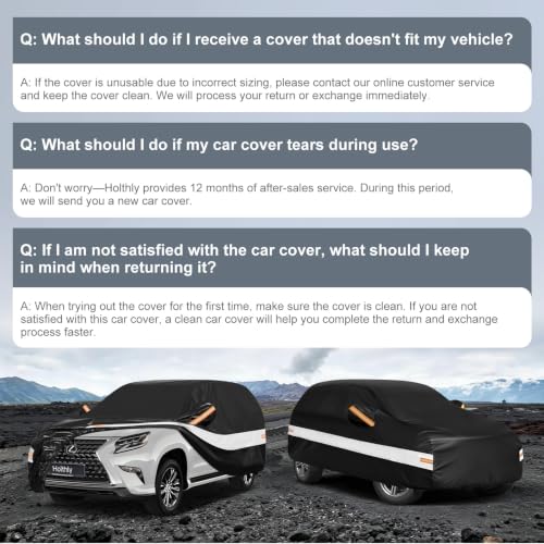Image of 10 Layers SUV Car Cover Custom Fit Lexus GX GX550 GX460 GX470,Overtrail,Luxury(2013-2026),Waterproof All Weather for Automobiles, Outdoor Full Cover Sun Dust Rain Protection with Cotton. Black