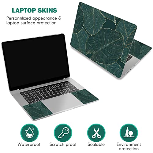 Image of DINKY Laptop Skin Sticker Decal, 12 inch 13 inch 13.3 inch 14 inch 15 inch 15.4 inch 15.6 inch Laptop Universal Reusable Vinyl Skin Stickers Cover Art Decal Notebook PC Personalized Protector-Green Leaf
