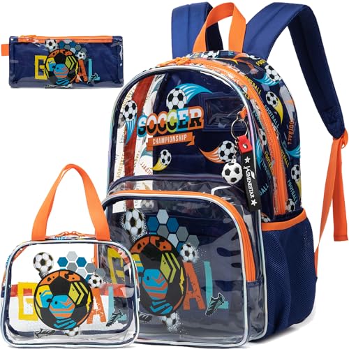 Meetbelify Mochila transparente para meninas, mochilas resistentes de PVC transparente, bolsa transparente, B Futebol Americano