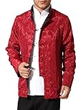 Bitablue Men's Auspicious Reversible Chinese Shirt (Medium, Black/Red)