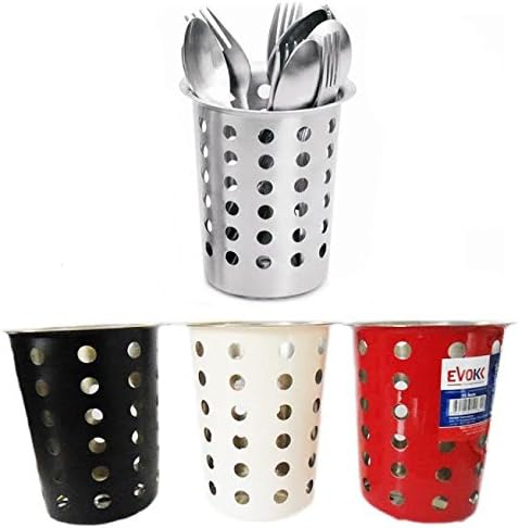 Silver Cylinder Cutlery Holder S/Steel Pot Stand Kitchen Spoons & Forks Organizer