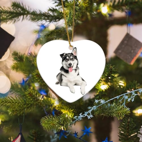 Keramik-Weihnachtsdekoration, gemischte Rassen, sibirischer Husky, Labrador, Weihnachtsdekoration, schöne Hunde-Ornamente, Porzellan-Dekoration für Weihnachtsbaum, einzigartiges Weihnachts-Andenken