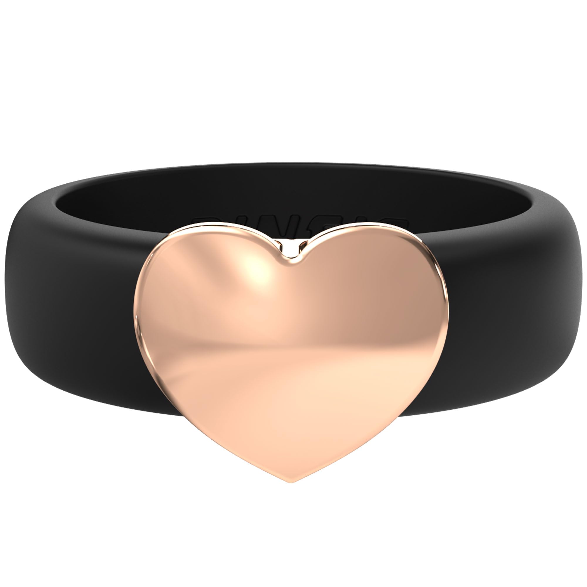 Rinfit Womens Silicone Wedding Ring with Stainless Steel Heart - Rubber Bands - Patented Design