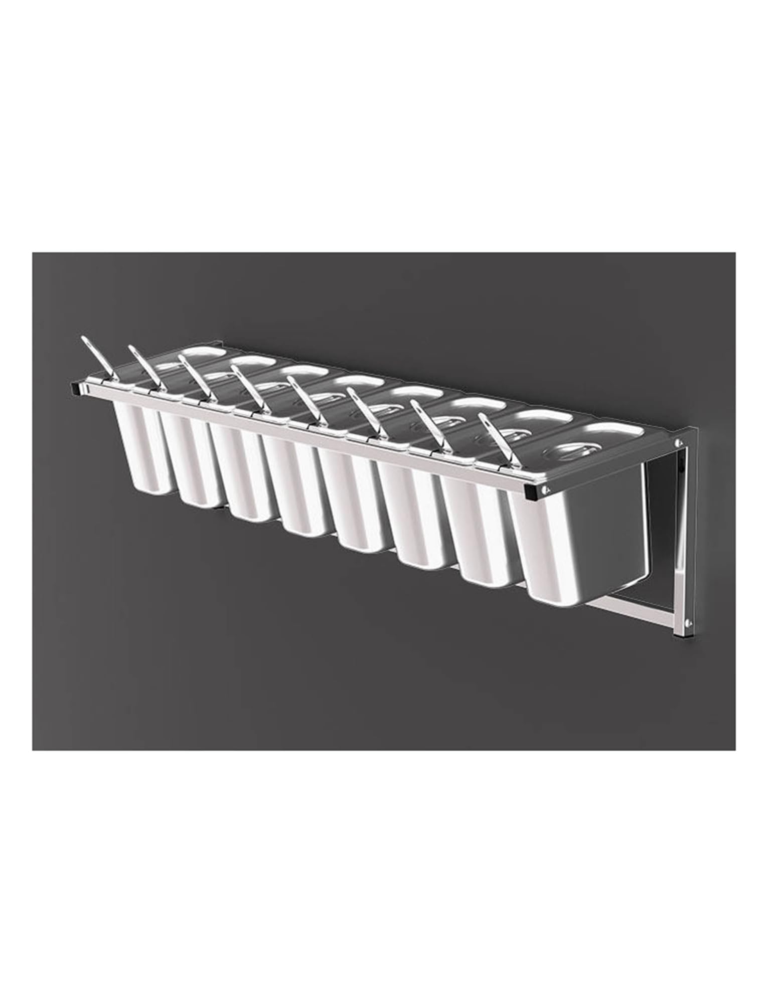 Pizza Topping Station - Organizer da parete per condimenti in acciaio inox, con 4 scomparti profondi, per ristorante, buffet, catering, design salvaspazio