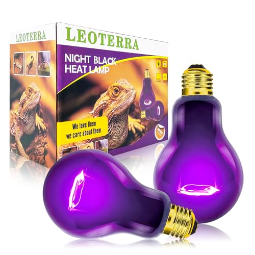 Leoterra 75W Reptile Night Heat Lamp (2 Pack) - Winter Heating for Ball Python, Leopard Gecko,...