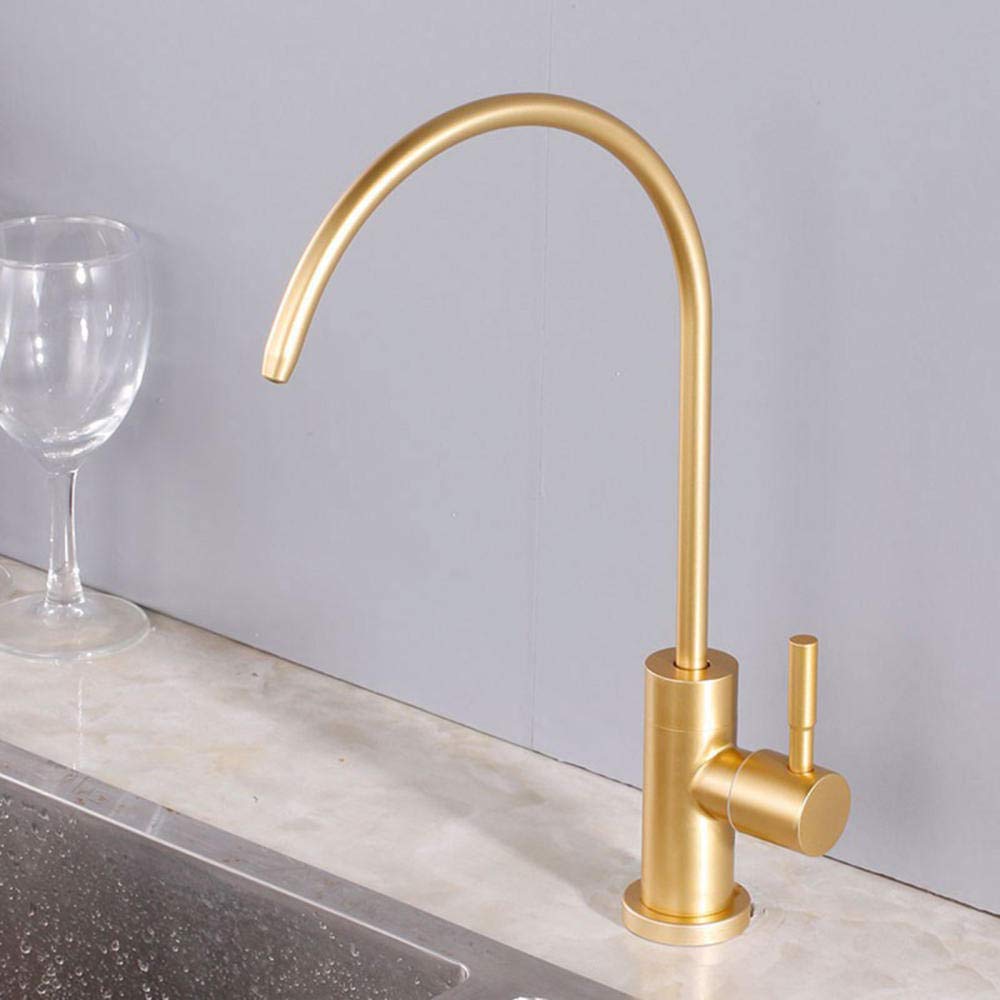 Grifo de filtro de agua potable ósmosis de 1/4 pulgadas, grifo de cocina dorado, mango único, purificador de agua potable directo para uso doméstico y cocina