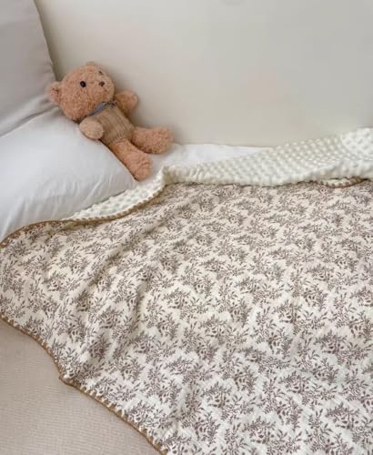 Image of Baby Swaddel Blanket Cotton Muslin Thick Bath Towel Dotted Backing Double Layer Receiving Blanket 40 inchx40 inch (Leaves)