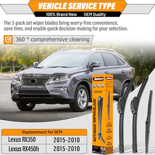 Image of AUTOBOO Windshield Wiper Blade Replacement for Lexus RX350 2010-2015