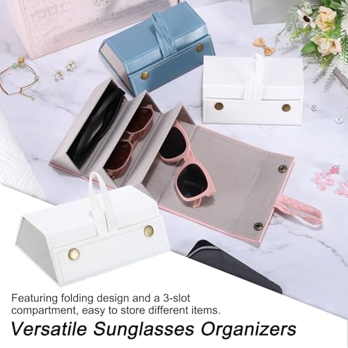 Image of PATIKIL Travel Sunglasses Organizer, 3 Slots Foldable Sunglasses Holder Leather Sunglass Storage Organizer Case
