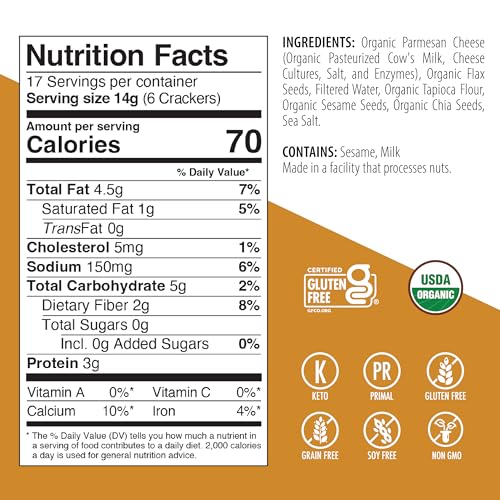 Julian Bakery JUB00401 Primal Thin Crackers (Parmesan)(Organic)(Low Carb thumb #1