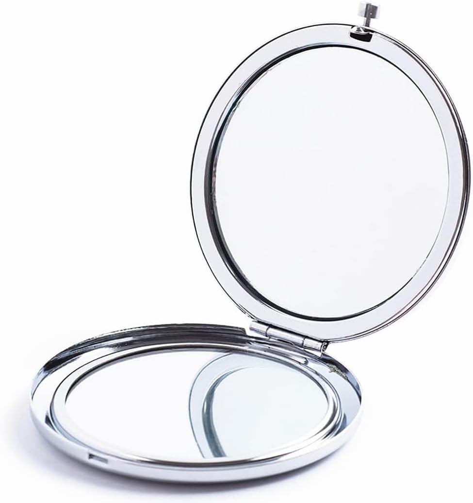 MIHAGUTY Magnifying Compact Mirror for Purses with 2 x 1x Magnification, Folding Mini Pocket Double Sided Travel Makeup Mirror,Perfect for Purse, Pocket Mirror for Gift (Silver)