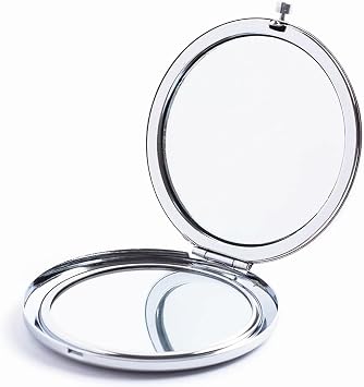 MIHAGUTY Magnifying Compact Mirror for Purses with 2 x 1x Magnification, Folding Mini Pocket Double Sided Travel Makeup Mirror,Perfect for Purse, Pocket Mirror for Gift Silver
