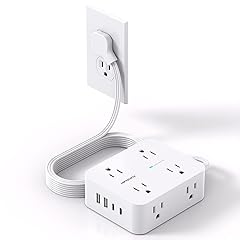 Surge Protector Power Strip, HANYCONY Extension Cord with Multiple Outlets, 5 Ft Ultra Thin Flat Plug 8 Outlets 4 USB Ports(2USB C), 1080J Outlet Extender for Home Office College Dorm Room Essentials
