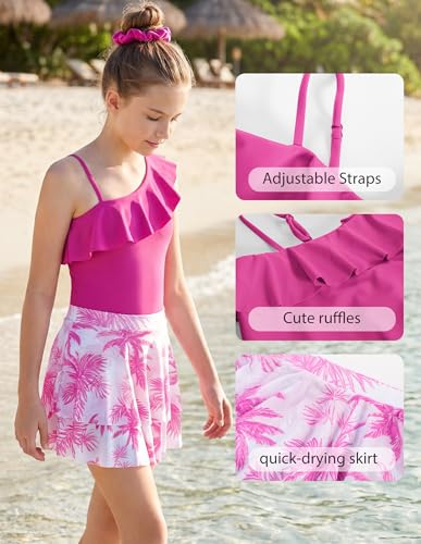 Image of GRACE KARIN Girls One Piece Swimsuits with Mesh Skirt Bathing Suit Swimwear 6-14Y