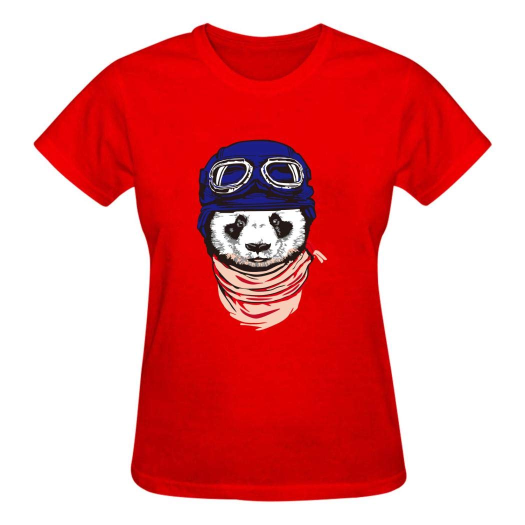 Panda Womens T-Shirts Fashionable Round Neck Casual 3D Printed Short-Sleeved T-Shirt