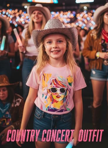 Image of Girl Country Music T-Shirt - Kids Singer Letters Graphic Birthday Shirts Gifts Fan Song Tour Concert Outfit Top