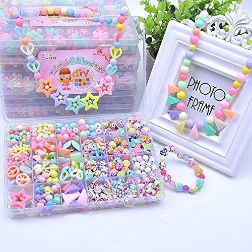 TREXEE Plastic Beads DIY Crafts Material for Kids & Children's | Jewelry Making Kit DIY | Bracelets Necklace Hairband and Rings Craft Kits (Bead Set-8)