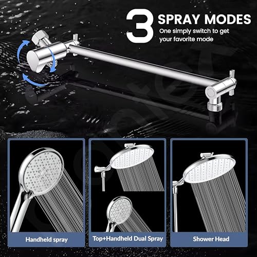 Image of Plantex 304 Stainless Steel Flexible Hose Pipe & Hand Shower Holder /Shower For Bathroom Full Set with 3-Mode Hand Shower - Chrome