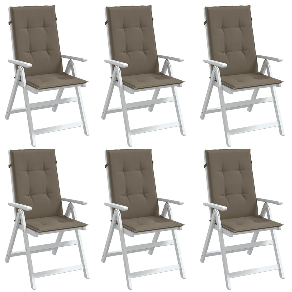 Coussin de chaise dossier haut antidérapant lot de 6 rembourré taupe