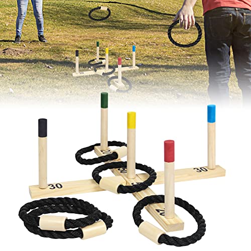 Froadp Ringwurfspiel aus Kiefer, Wurfspiel Set mit 5 Spalten & 5 Nylon-Seilringen, Gartenspiele Outdoor Spiele für Kinder & Erwachsene, Ringwurfspiel für Garten, Park, Familienfeiern, Party
