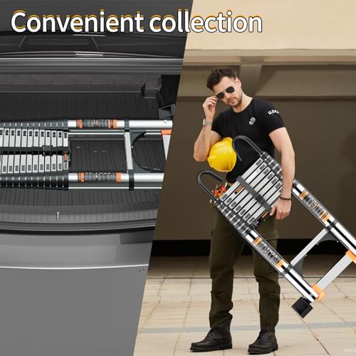 Telescoping Ladder,with Stable Hook and stabilizer barand,12.5 FT Extension Ladder, Heavy Duty 330lbs Max Capacity, Multi-Purpose Collapsible Ladder for RV or Outdoor Work (3.8M/12.5FT) by JIASHCHE - Image 9