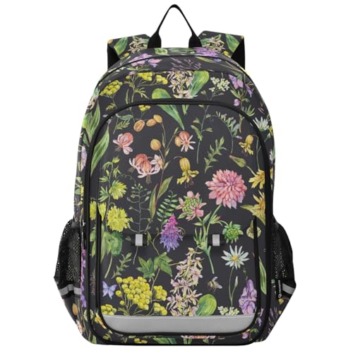 Sac à dos ordinateur portable enfants lycée voyage décontracté A1663 fleurs