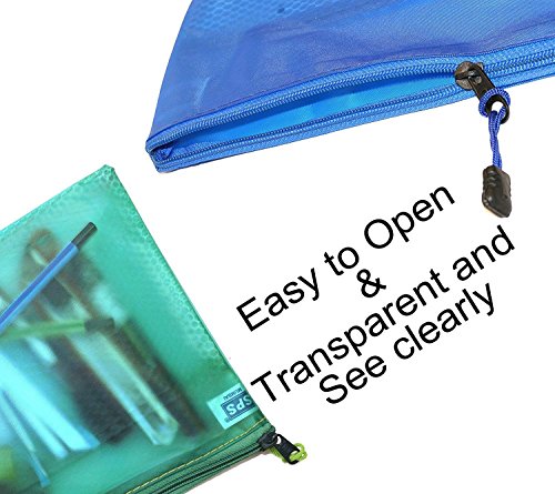 Image of TULMAN 10 Pieces Transparent Waterproof Storage Pouch Travel Organizer Mesh Bag with Zipper for Cosmetic Jewelry Makeup Pen Pencil Case (Color May Vary) (Stationery Pouch 10)