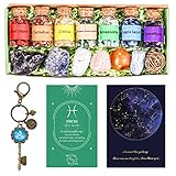 🔮【Haga un regalo maravilloso】 Viene con 1 rosa del desierto, 1 delicado llavero de su zodíaco, 1 tarjeta de información de propiedades de cristal y 1 hermoso mapa de estrellas con calendario lunar de 2022 en la parte posterior, es un regalo maravilloso para usted o alguien. te encanta para cumpleaños, día de San Valentín, día de la madre, día del padre