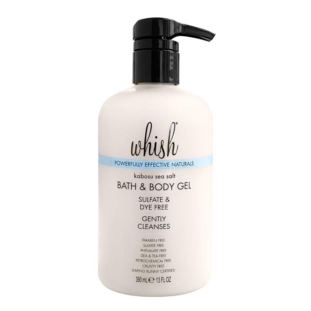 Whish Kabosu Sea Salt Body Wash for Women - Hydrating Bath & Body Gel with Natural Ingredients, Paraben & Sulfate Free, 13 Fl Oz