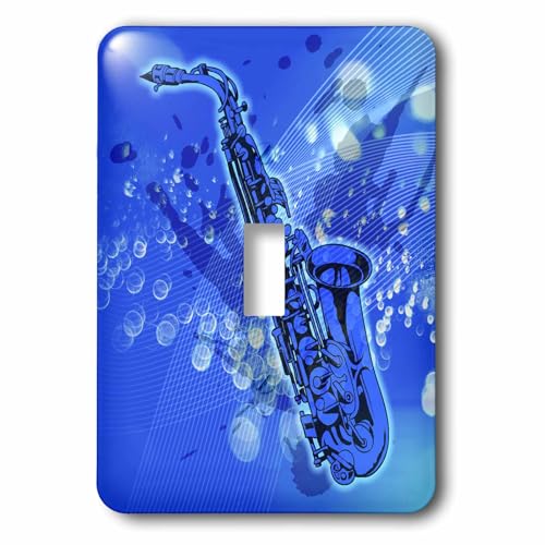 Interrupteur à baïonnette Blue Saxaphone 3dRose pour décoration mélomane et salon - 2